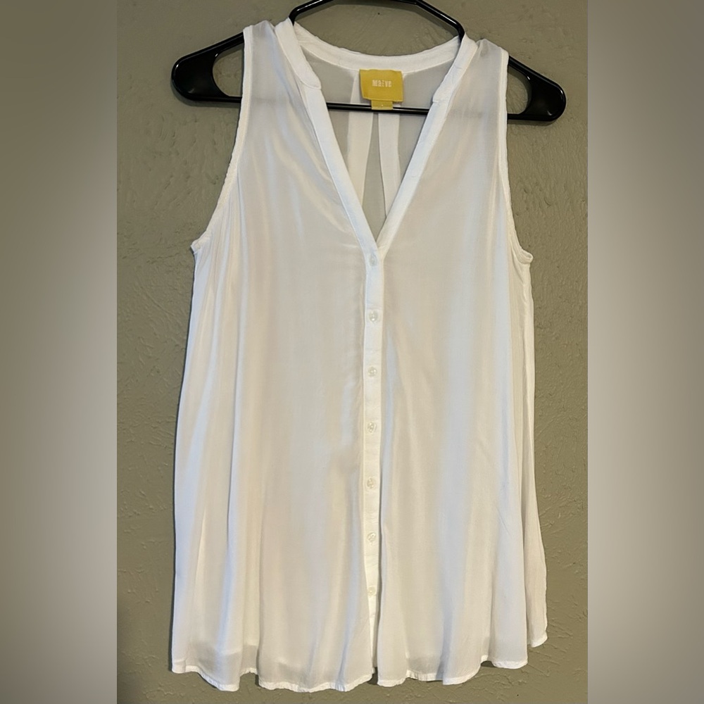 Maeve White Short-sleeved button-down shirt Size 4